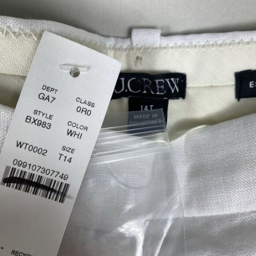 J Crew White Wide Leg Essential Pant Linen Sz 14 TALL Old Money Minimalist - Picture 6 of 10